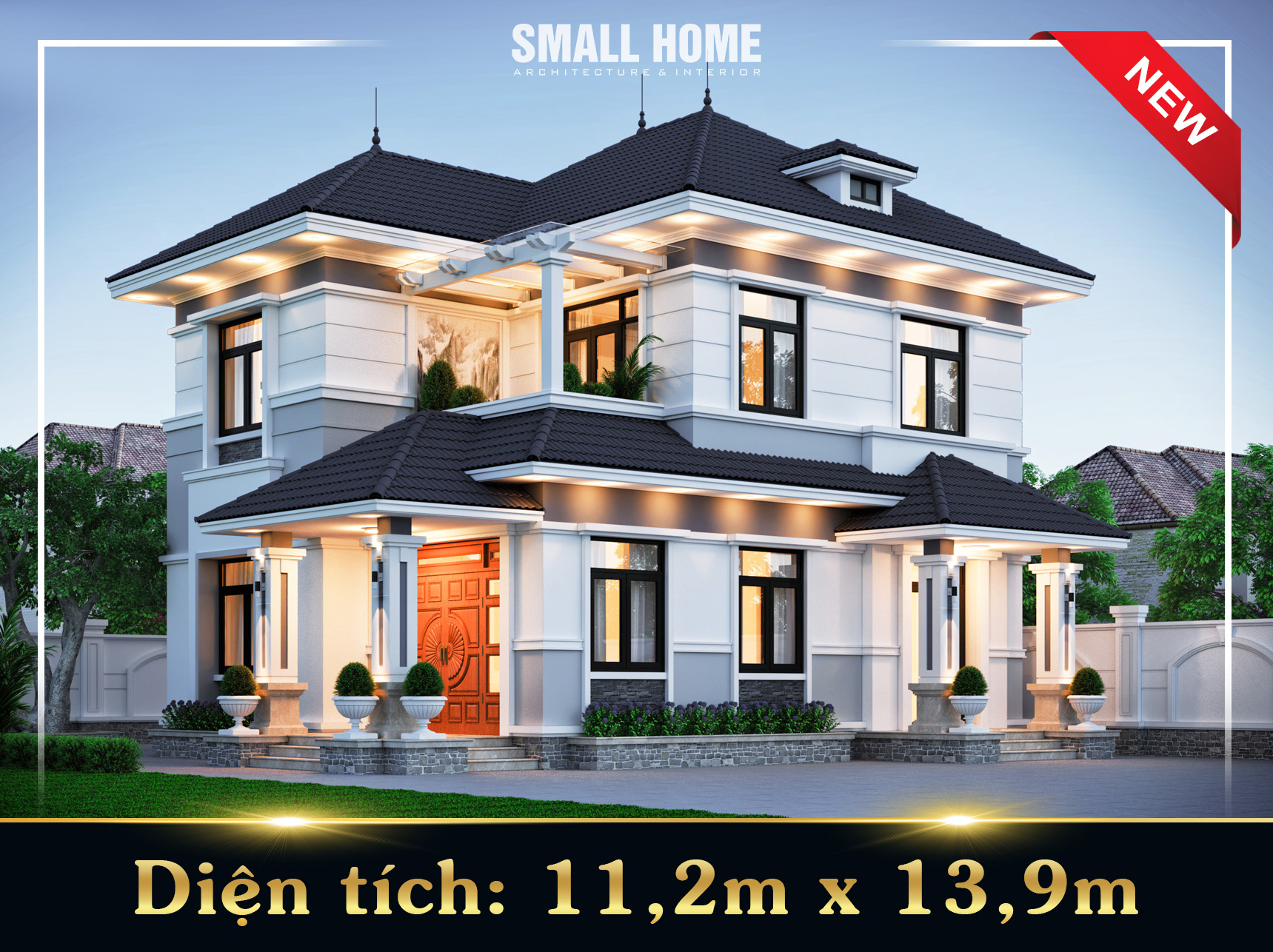 Biệt thự vườn mái Nhật 2 tầng - 5 phòng ngủ chi phí 2,5 tỷ