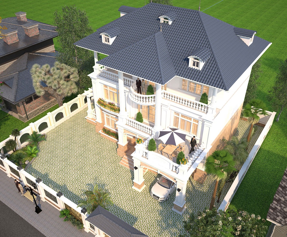 MẪU THIẾT KẾ BIỆT THỰ ĐẸP VỚI 3 TẦNG TÂN CỔ ĐIỂN TẠI BẮC GIANG 2