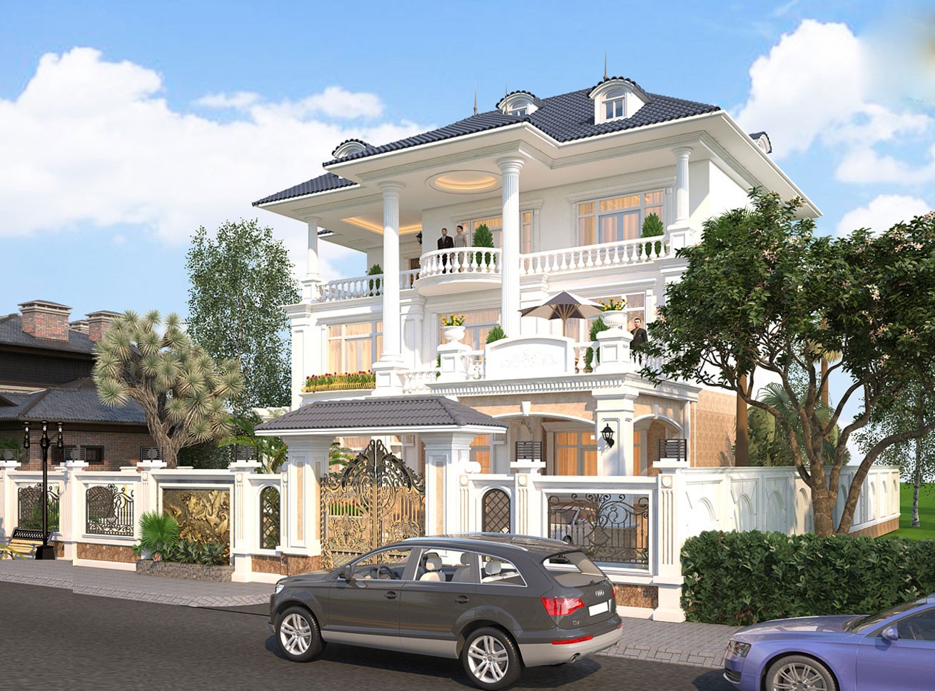 MẪU THIẾT KẾ BIỆT THỰ ĐẸP VỚI 3 TẦNG TÂN CỔ ĐIỂN TẠI BẮC GIANG 3