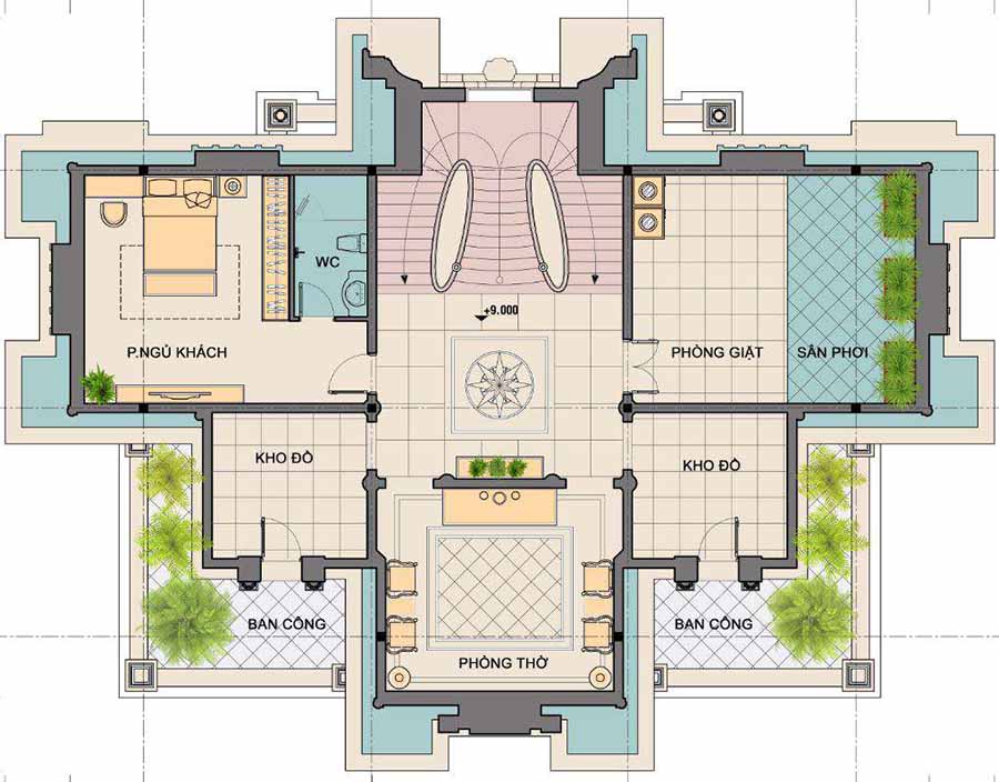 Mẫu thiết kế biệt thự lâu đài cổ điển 350m2 tại Ninh Bình-10