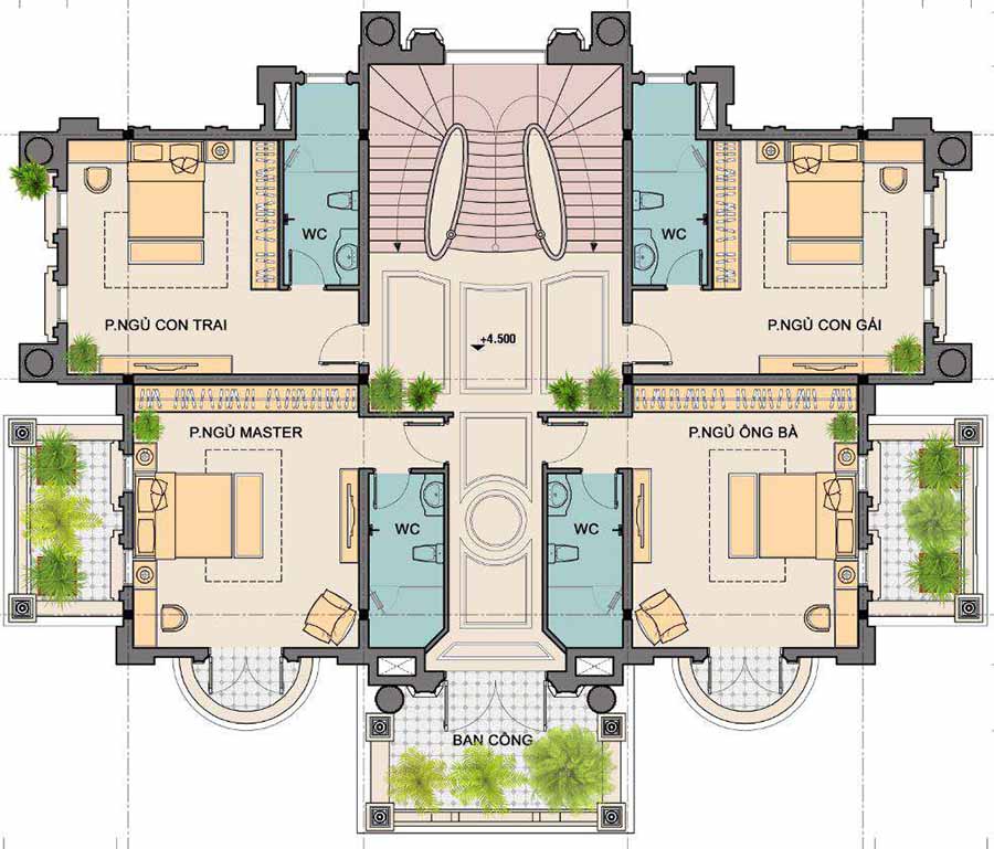 Mẫu thiết kế biệt thự lâu đài cổ điển 350m2 tại Ninh Bình-9