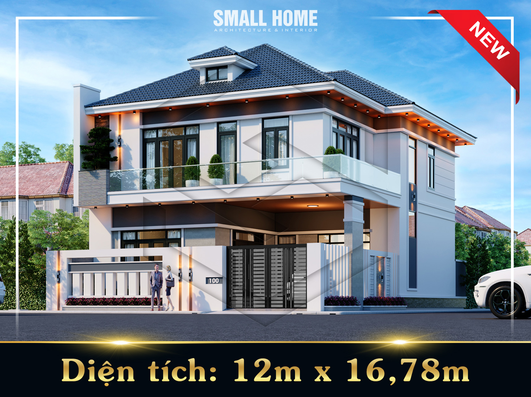 Mẫu thiết kế biệt thự mái Nhật 2 tầng 4 phòng ngủ diện tích 200m2