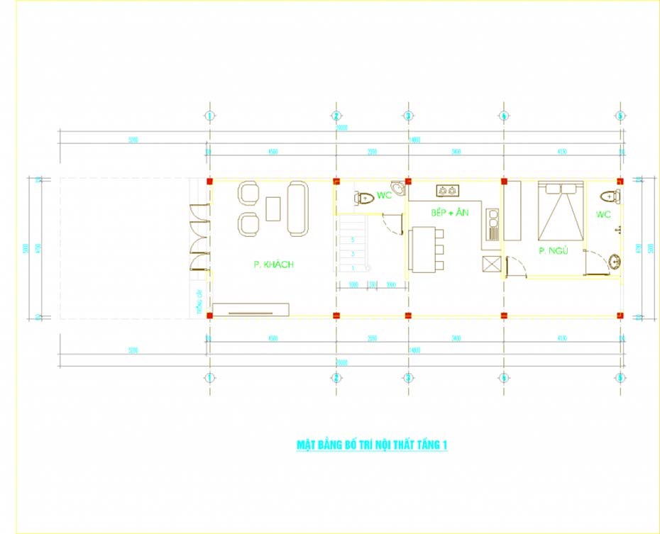 Mẫu thiết kế nhà phố 3 tầng 5x20m đẹp tại Vĩnh Phúc-2