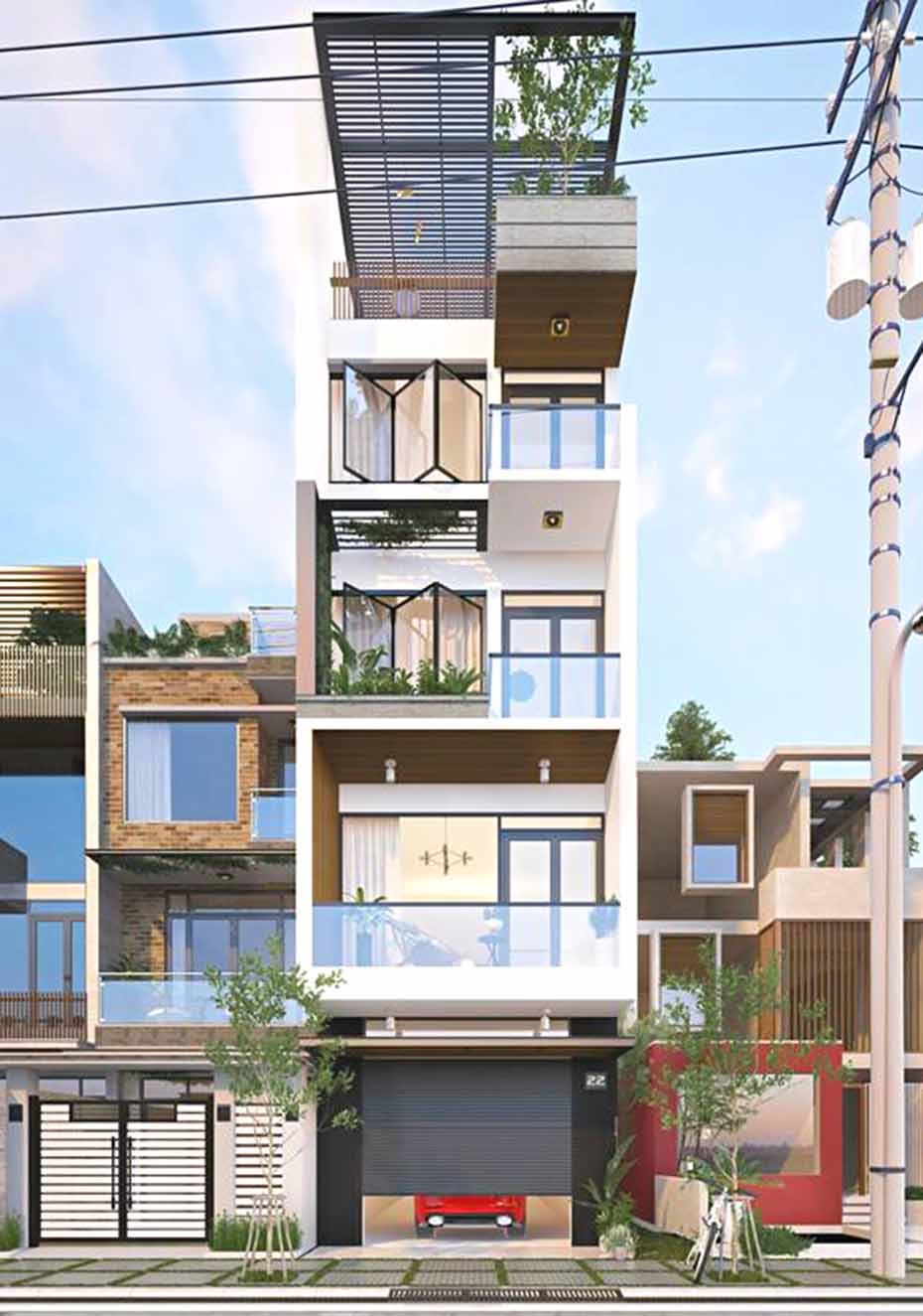 Mẫu thiết kế nhà phố 5 tầng 4,5x15m tại Lai Châu | Mẫu nhà đẹp