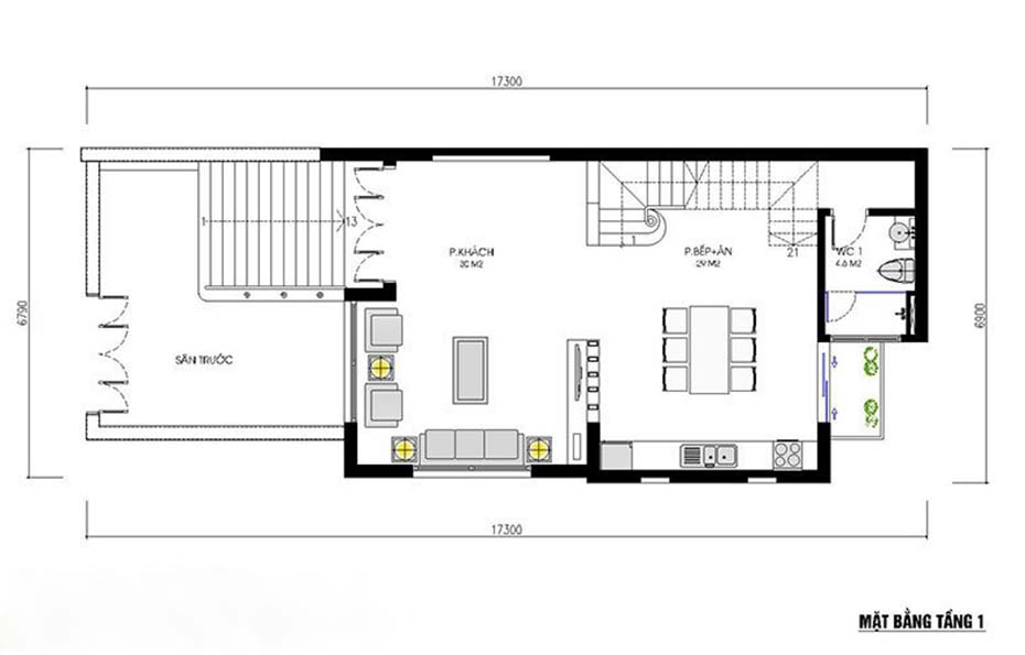Mẫu thiết kế nhà phố hiện đại 2 mặt tiền 6x17m tại Hưng Yên-5