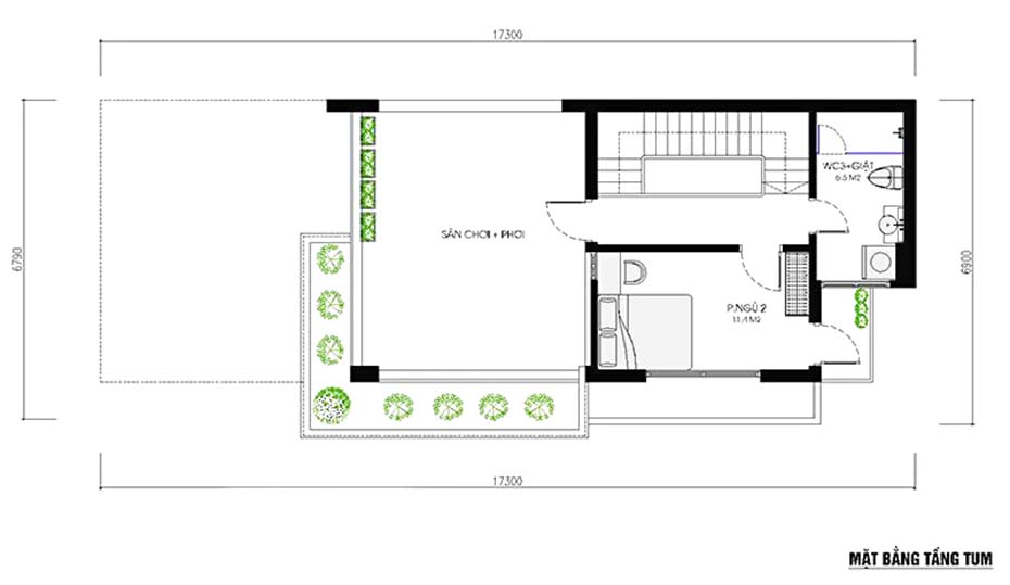 Mẫu thiết kế nhà phố hiện đại 2 mặt tiền 6x17m tại Hưng Yên-7
