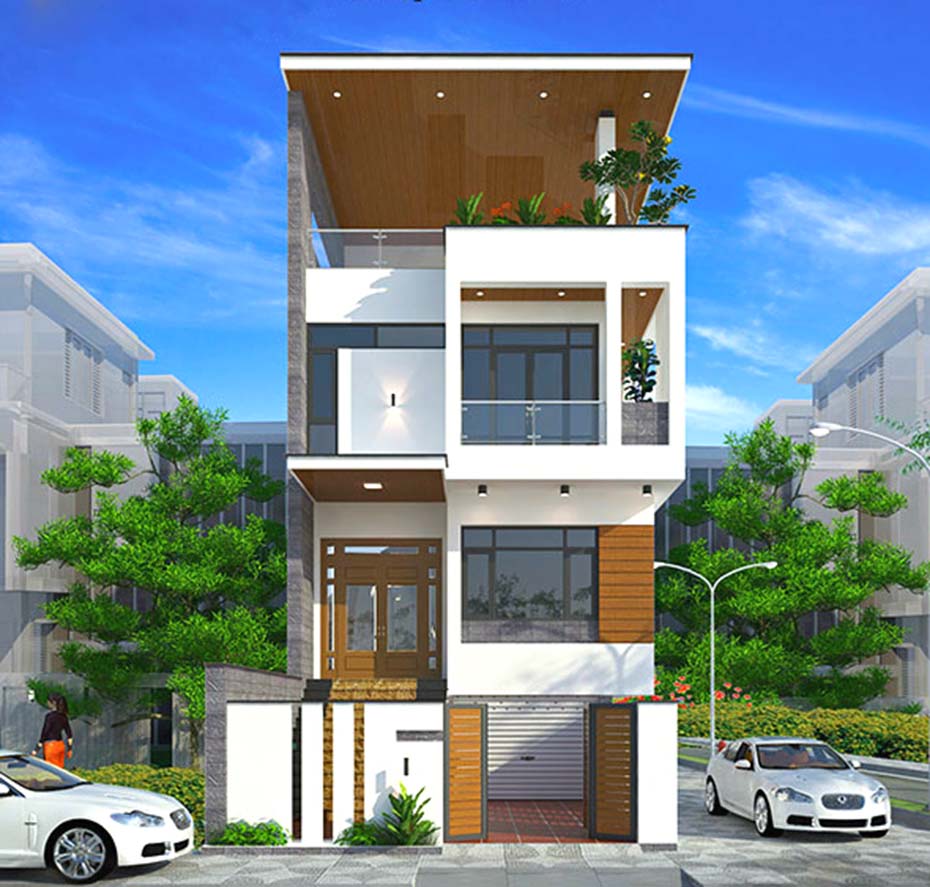 Mẫu thiết kế nhà phố hiện đại 2 mặt tiền 6x17m tại Hưng Yên