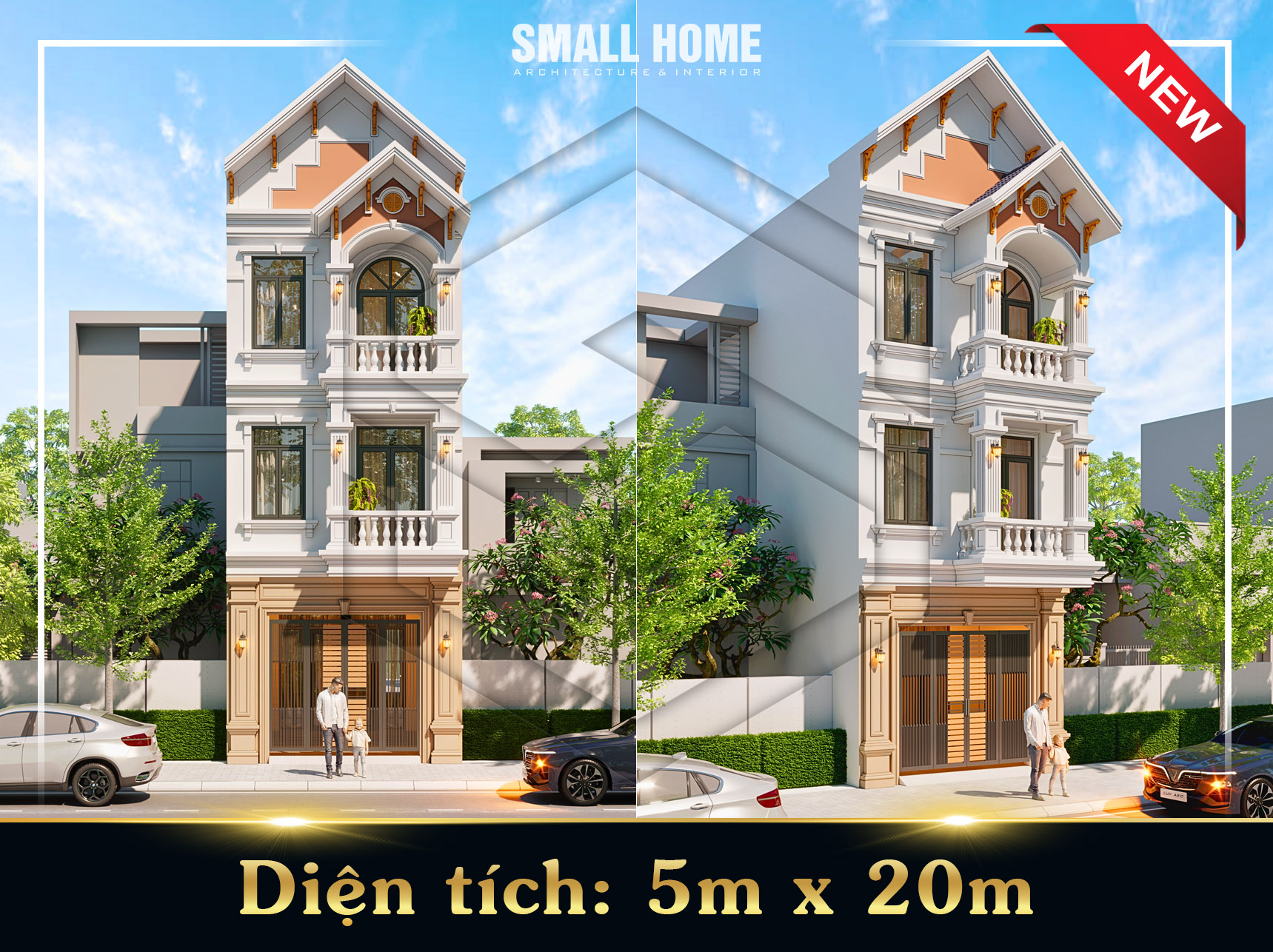 Mẫu thiết kế nhà phố mái Thái phong cách Tân cổ điển