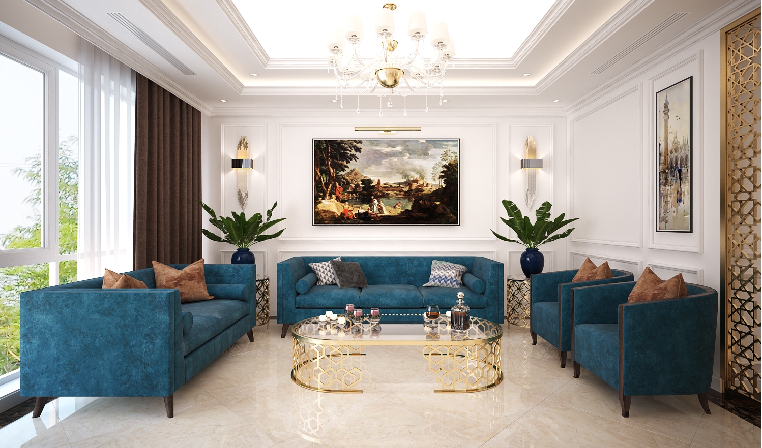 mẫu thiết kế nội thất biệt thự tân cổ điển phong cách pháp tại nam định