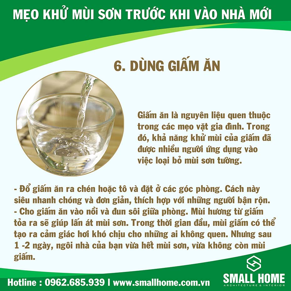 dùng dấm ăn để khử mùi sơn