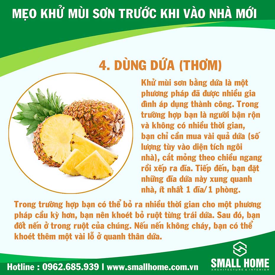 dùng dứa để khử mùi sơn