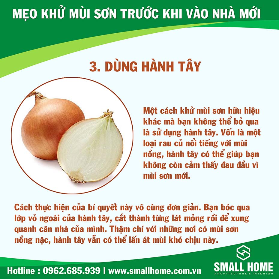 dùng hành tây để khử mùi sơn