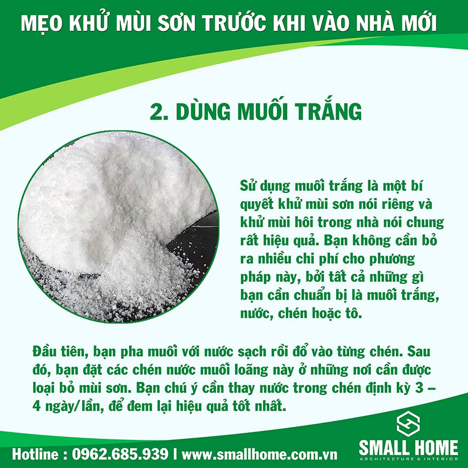 dùng muối trắng để khử mùi sơn