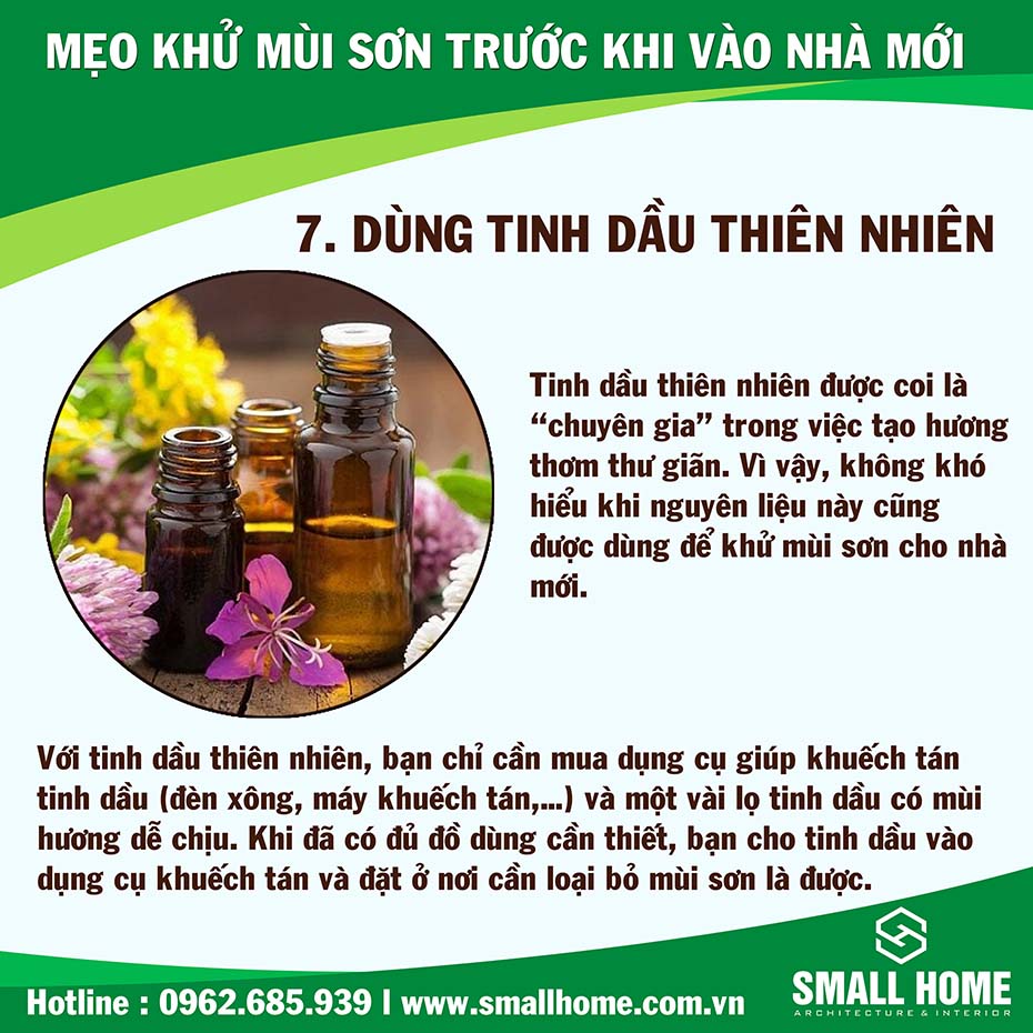 dùng tinh dầu thiên nhiên để khử mùi sơn