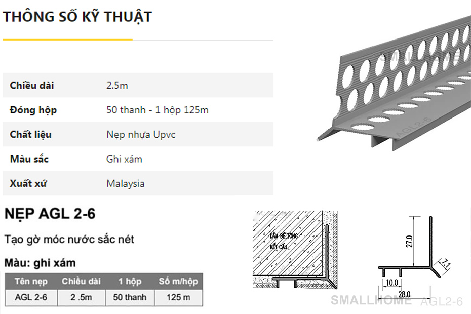 Giới thiệu nẹp chỉ ngắt nước (chỉ nước) AGL2-6