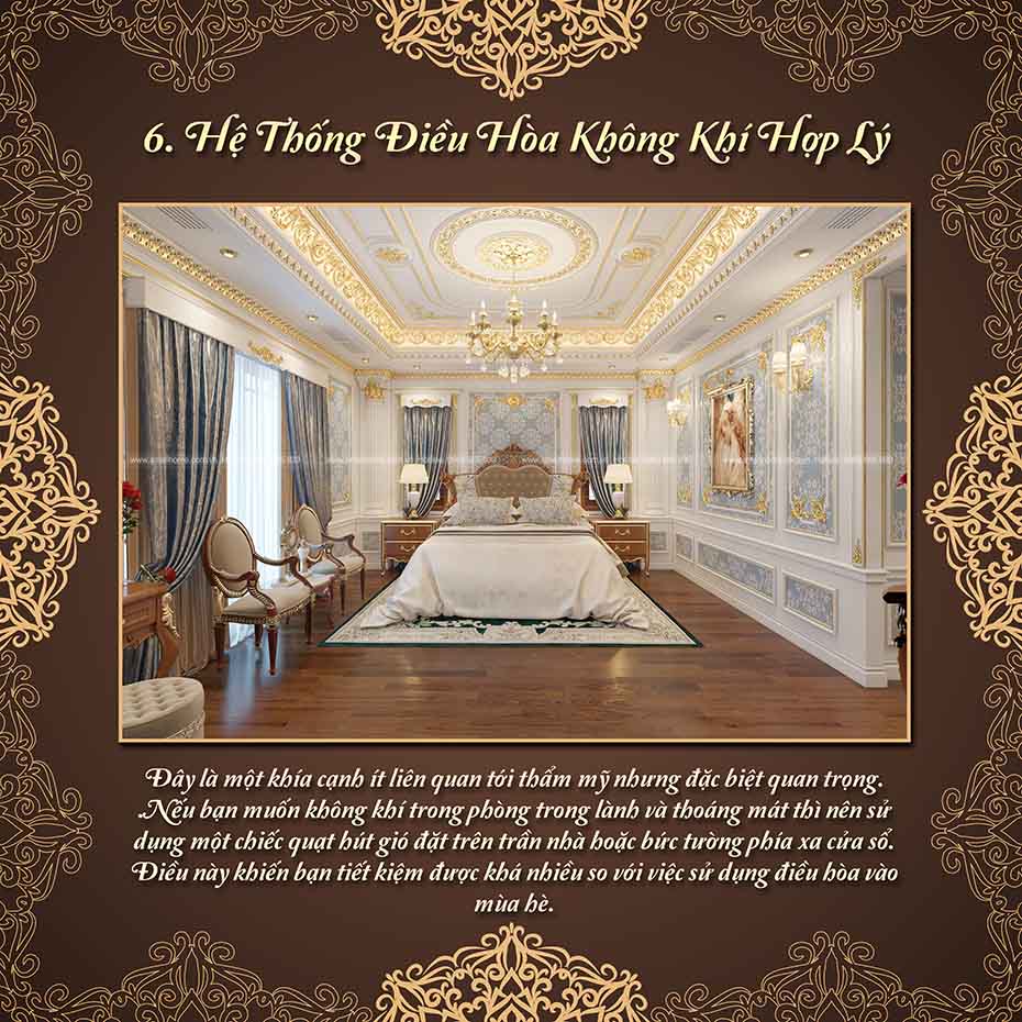 hệ thống không khí điều hòa hợp lý trong phòng ngủ