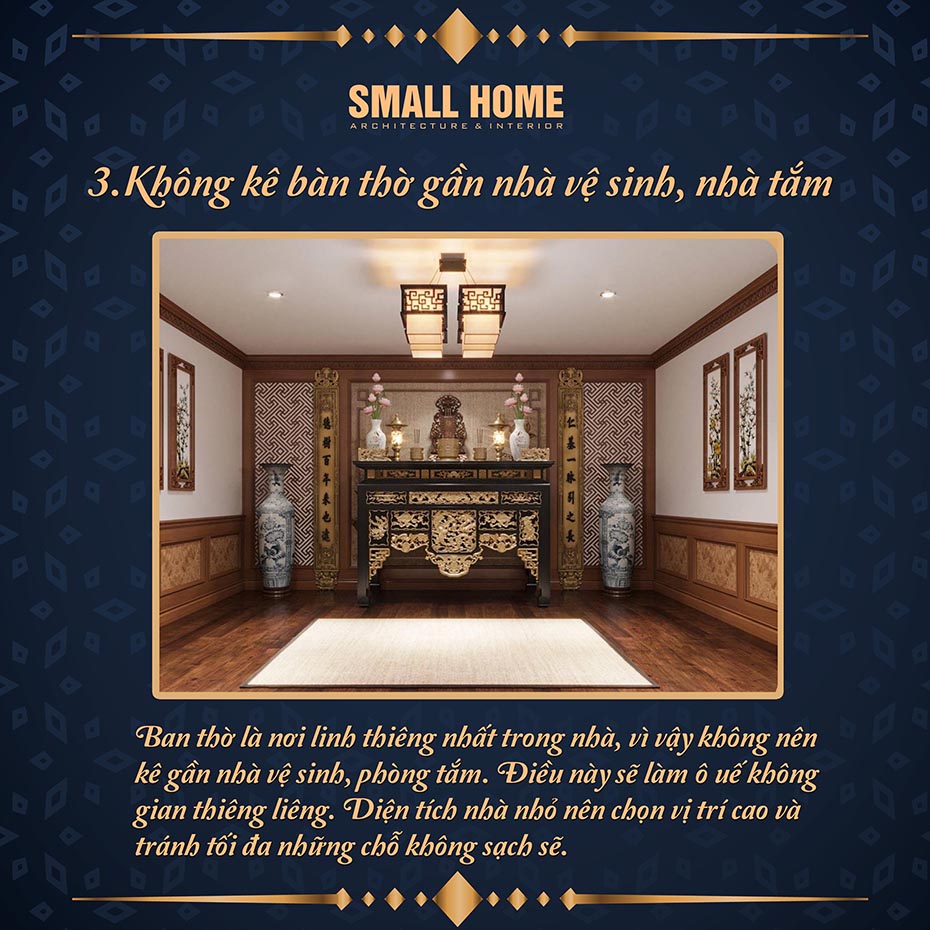 không kê ban thờ gần nhà vệ sinh, nhà tắm