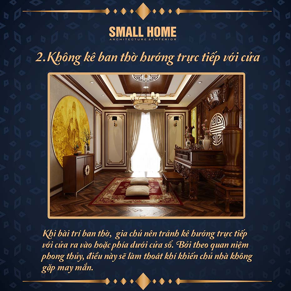không kê ban thờ hướng trực tiếp với cửa
