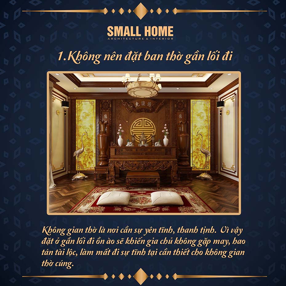 không nên đặt ban thờ gần lối đi