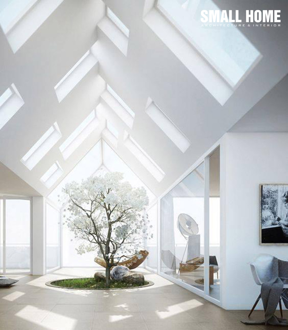 Mẫu nhà cấp 4 có giếng trời kiểu Nhật