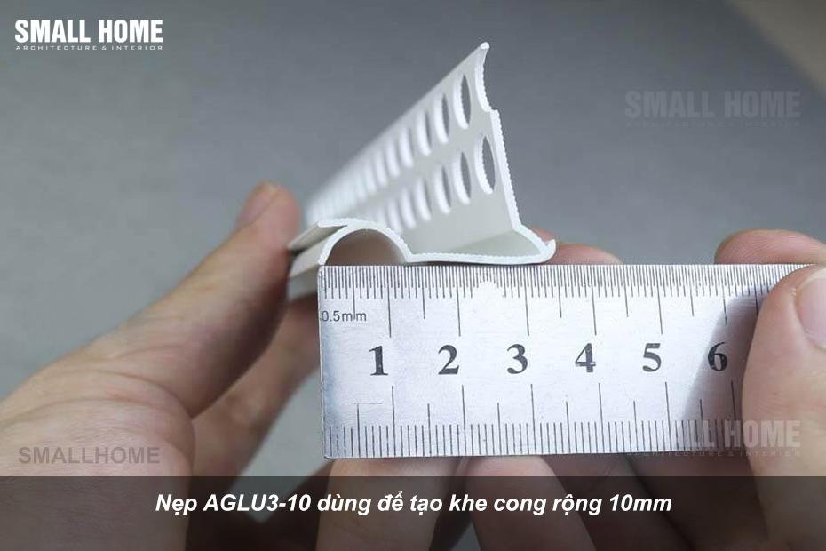 Nẹp AGLU3-10 dùng để tạo khe cong rộng 10mm