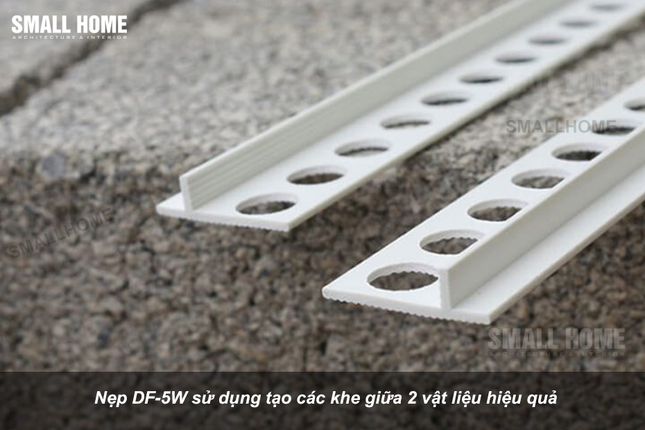 Nẹp Nhựa Tách Khe Vật Liệu DF-5W màu trắng