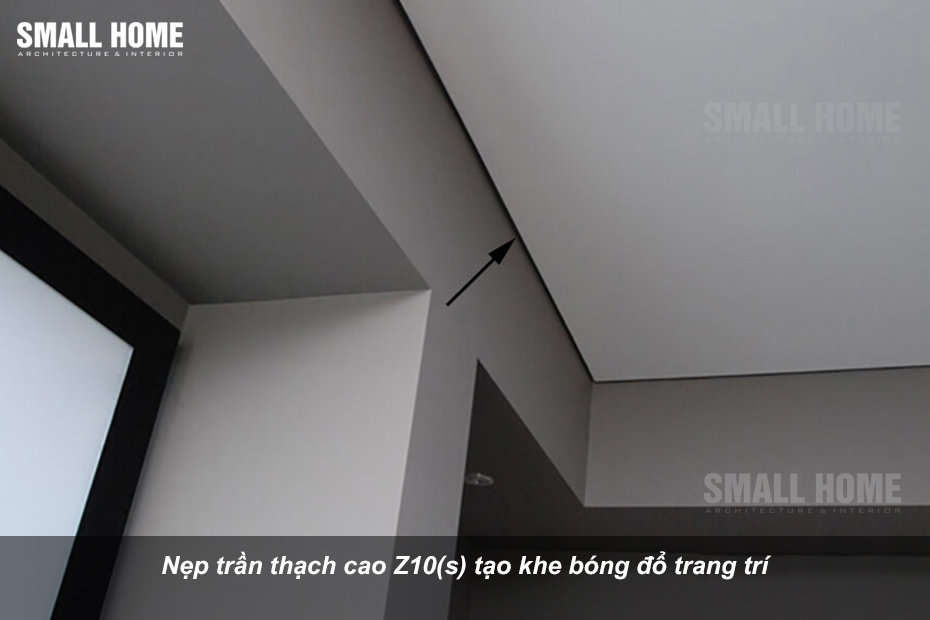 Nẹp trần thạch cao Z10 tạo khe bóng đổ trang trí