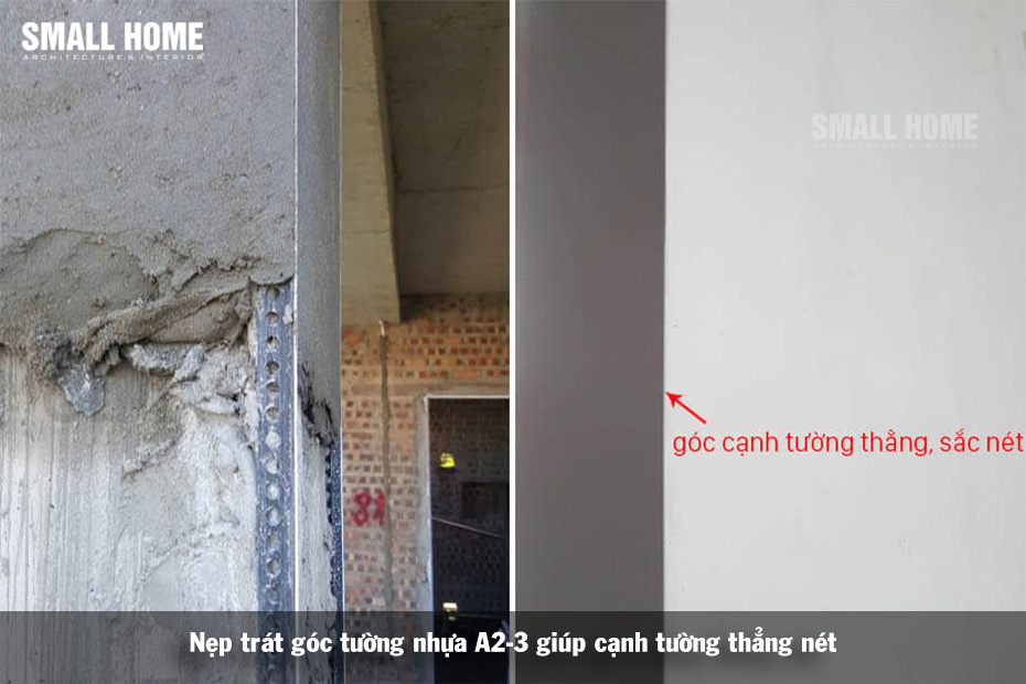 Nẹp trát góc tường nhựa A2-3 giúp cạnh tường thẳng nét
