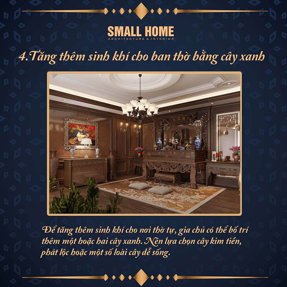tăng thêm sinh khí cho ban thờ bằng cây xanh