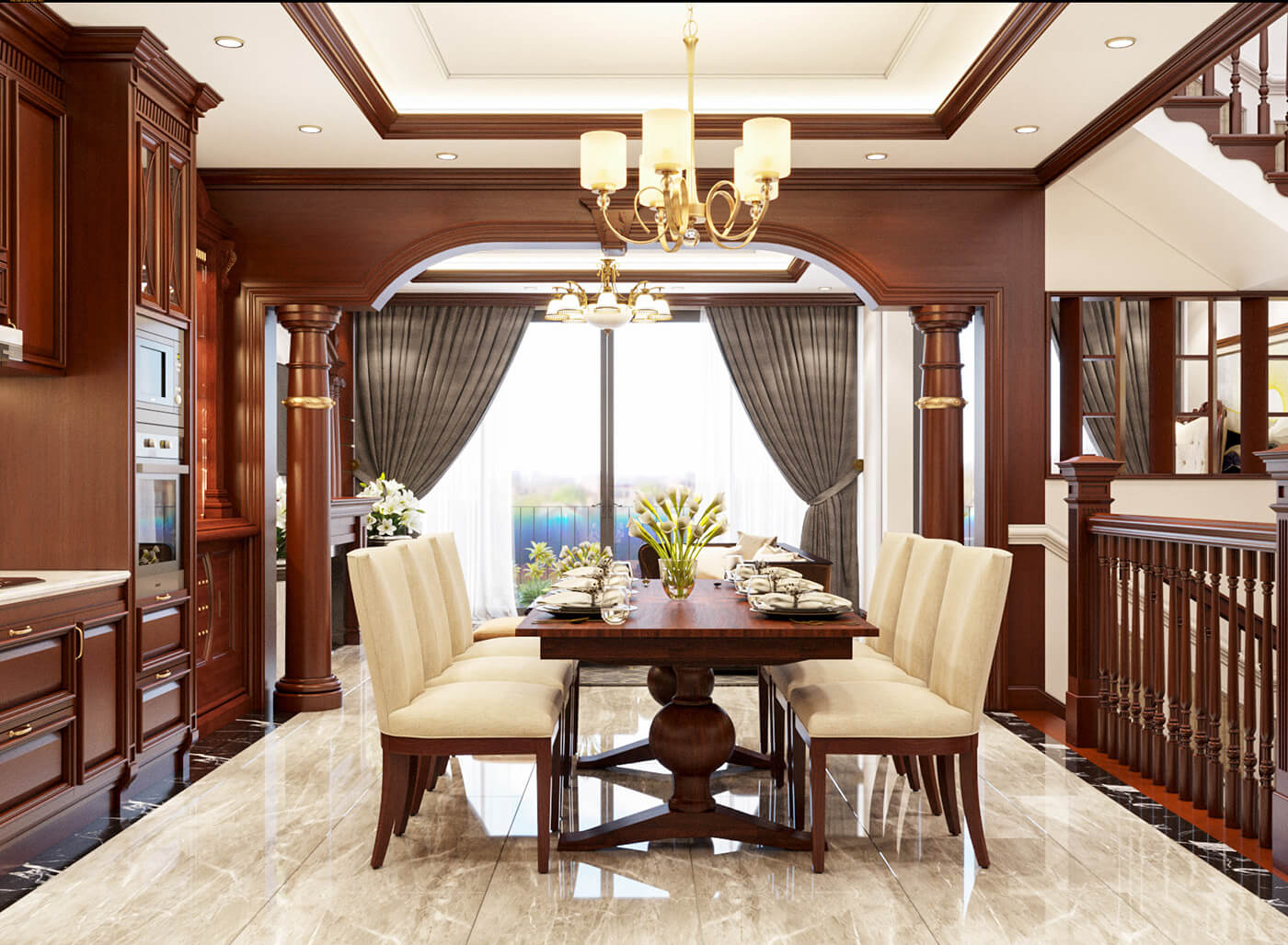 nhà phố 4 tầng hiện đại 4x10m phòng ăn