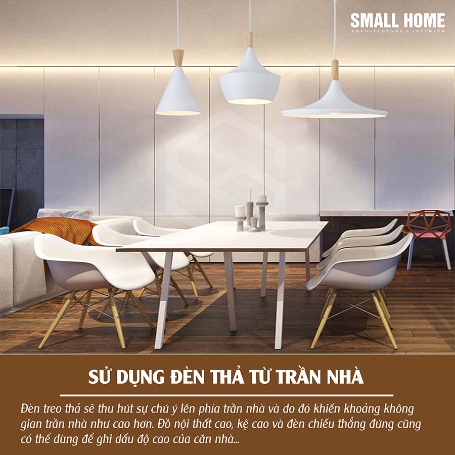 sử dụng đèn thả từ trần nhà