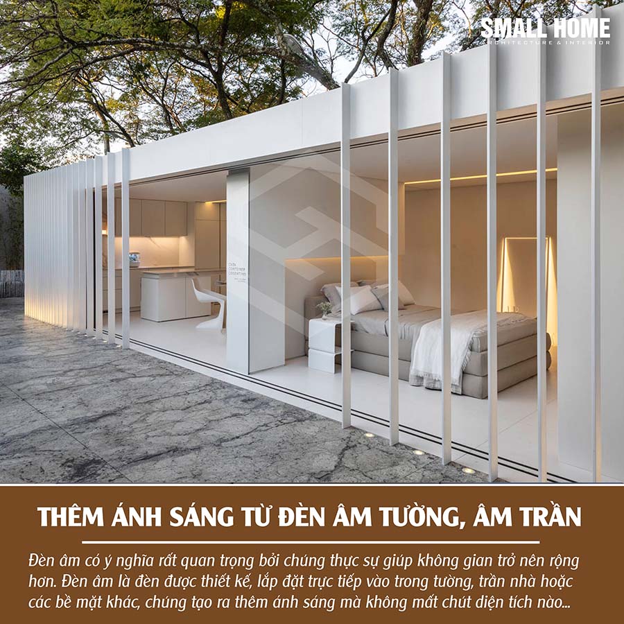thêm ánh sáng từ đèn âm tường, âm trần