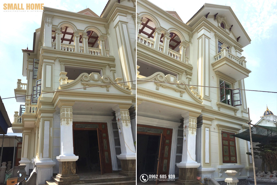 Thi công biệt thự 3 tầng phong cách Tân cổ điện tại Hà Nam-2
