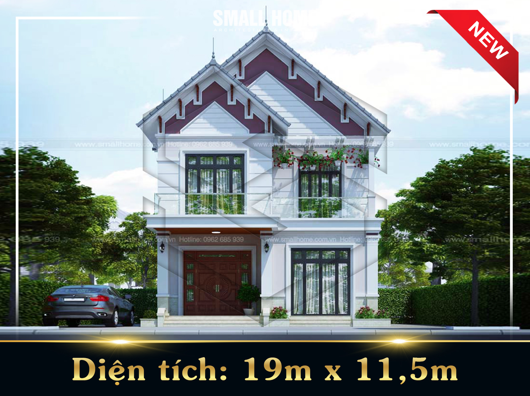 Thiết kế biệt thự 2 tầng hiện đại mái thái tại Vĩnh Phúc