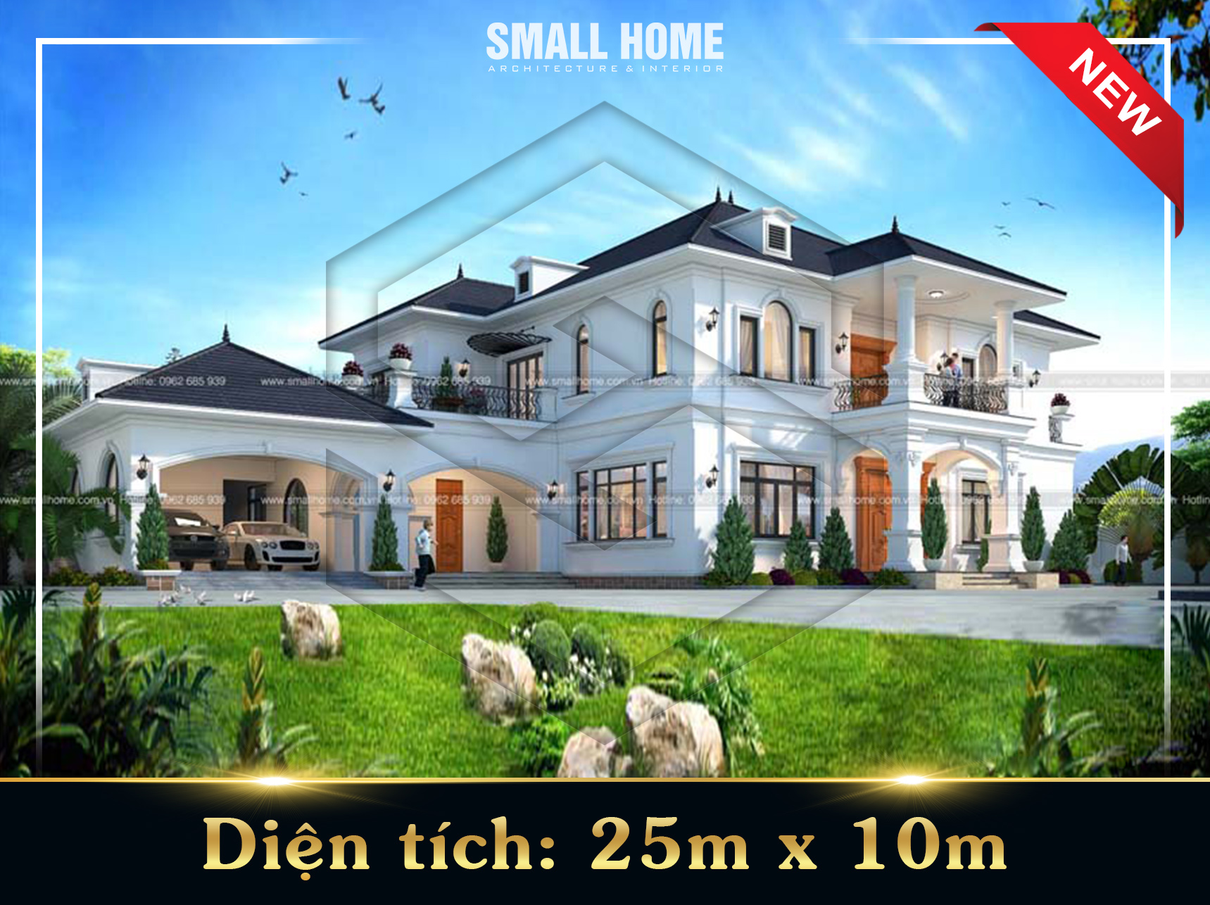 Thiết kế biệt thự 2 tầng mái ngói phong cách Tân cổ điển