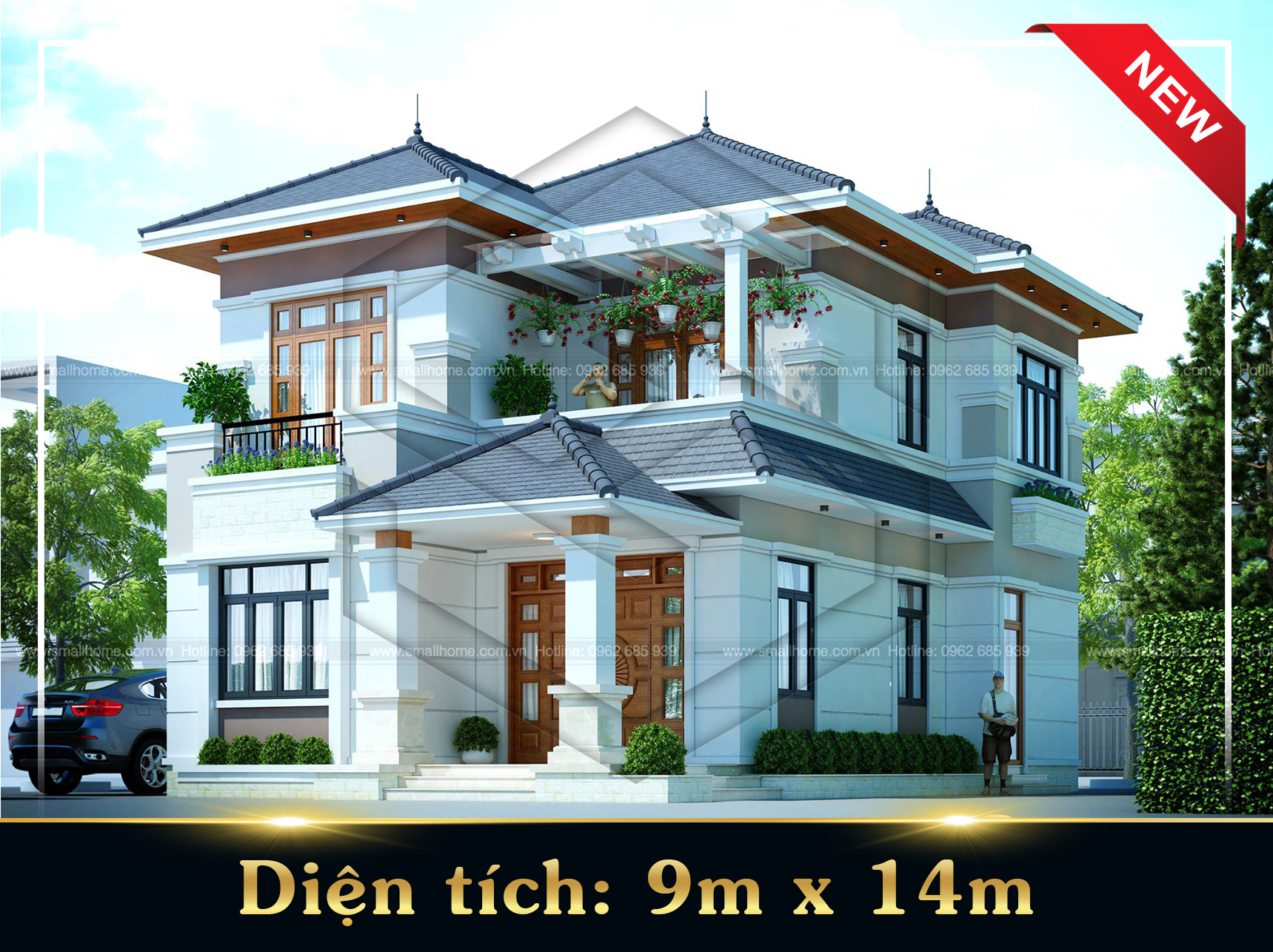Thiết kế biệt thự 2 tầng mái Nhật tại Hà Nam