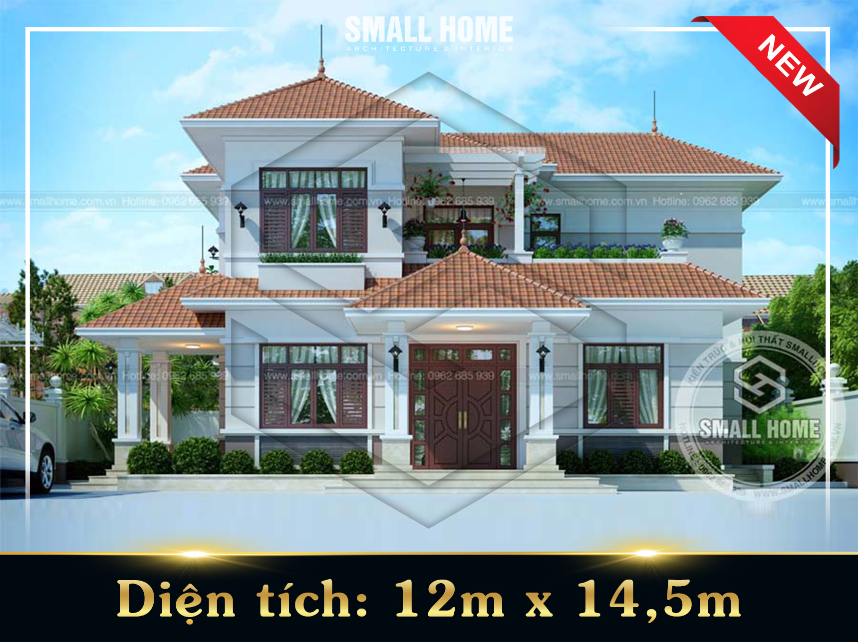 Thiết kế biệt thự 2 tầng mái nhật tại Nam Định