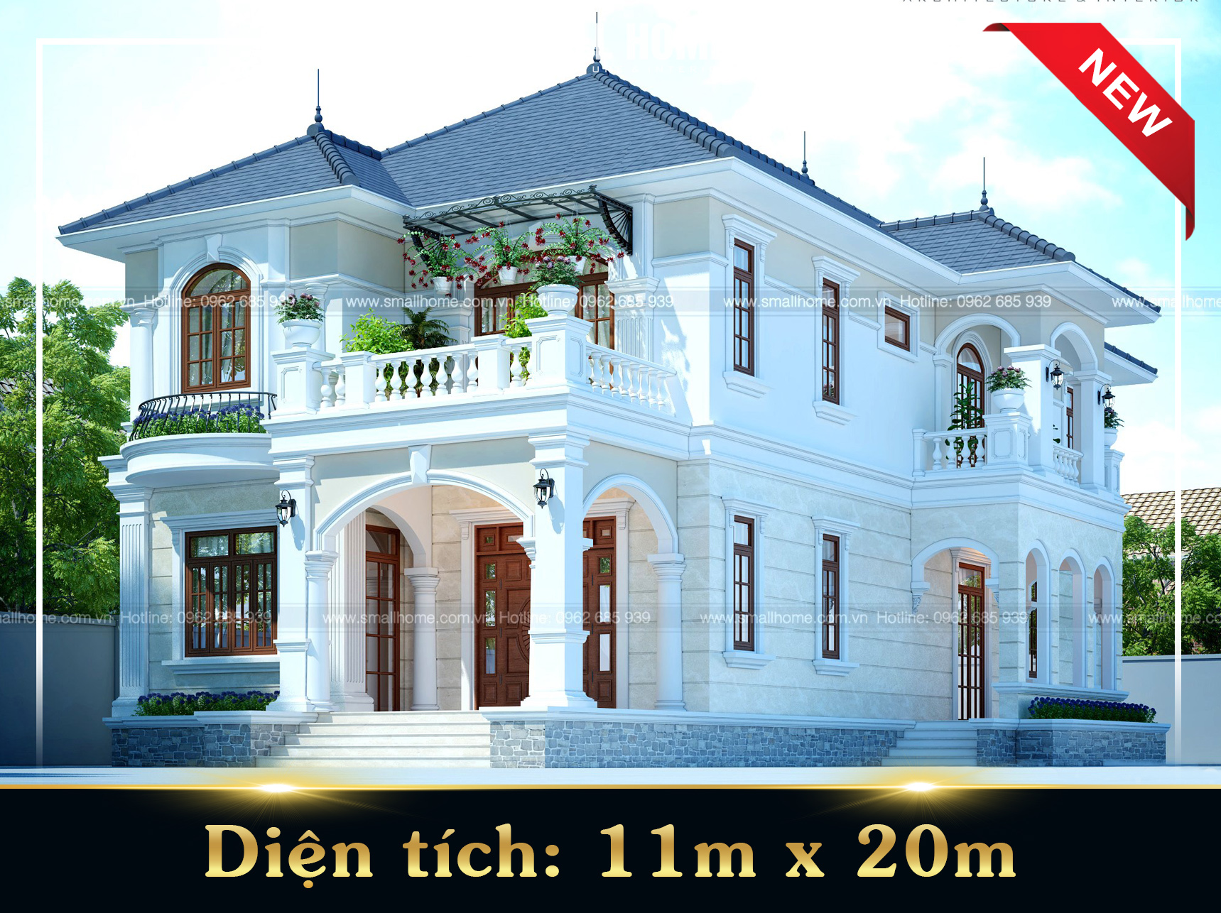 Thiết kế biệt thự 2 tầng mái nhật tại Vĩnh Phúc