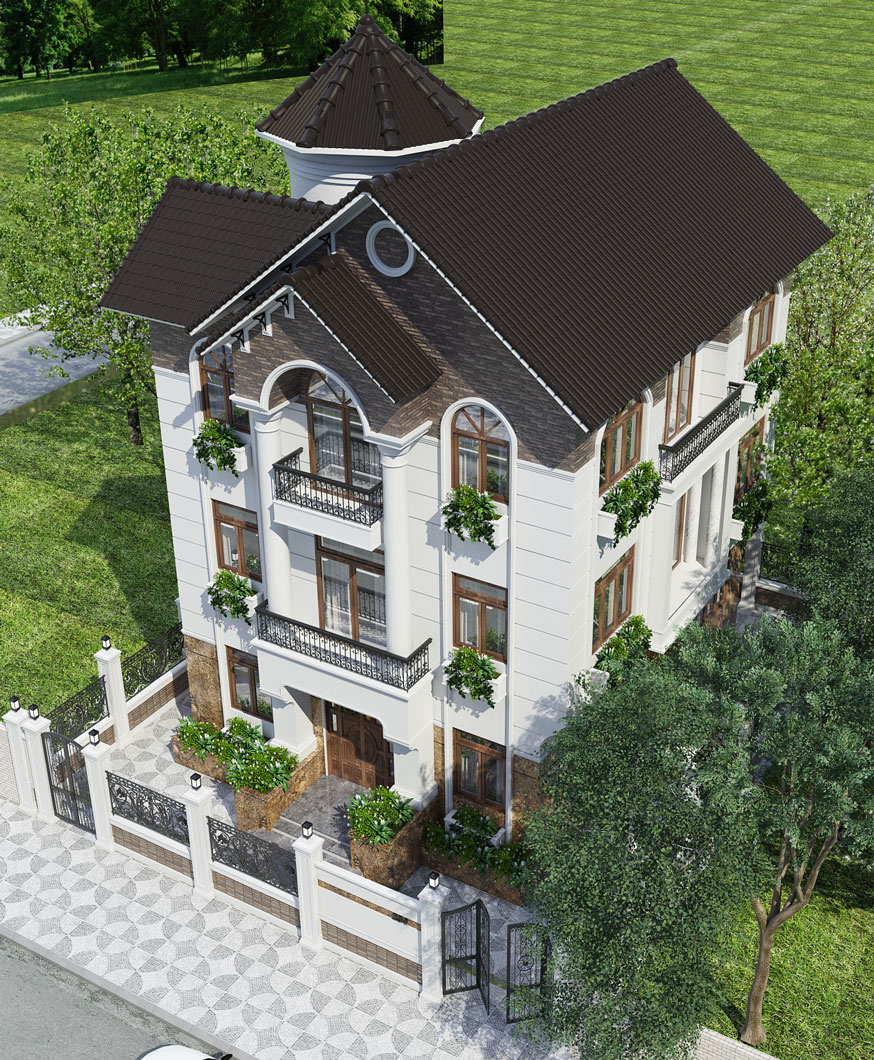 thiết kế biệt thự tân cổ điển tại hòa bình-1