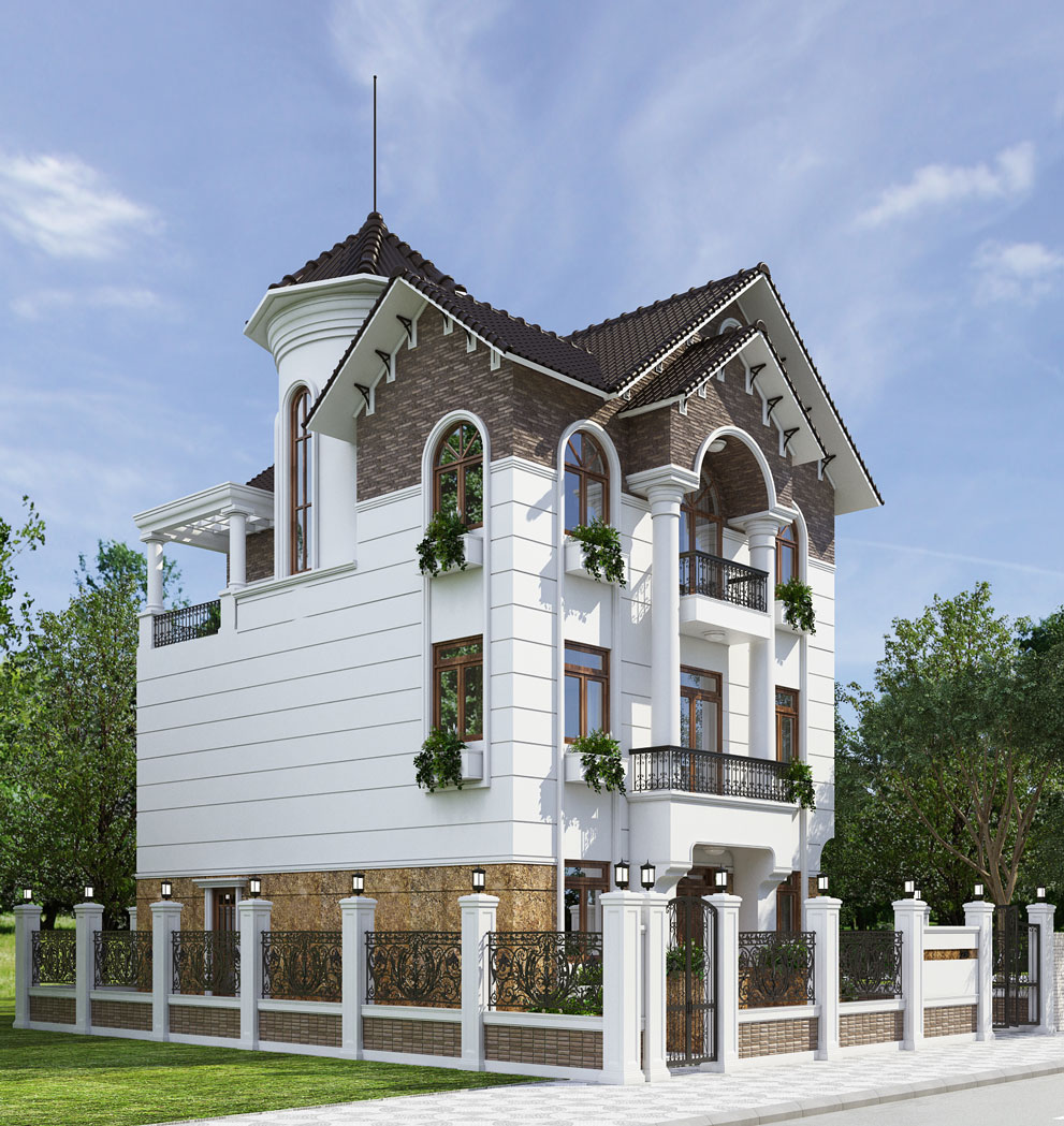 thiết kế biệt thự tân cổ điển tại hòa bình