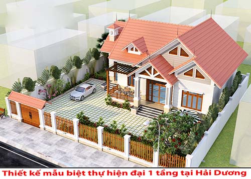 Thiết kế mẫu biệt thự hiện đại 1 tầng tại Hải Dương