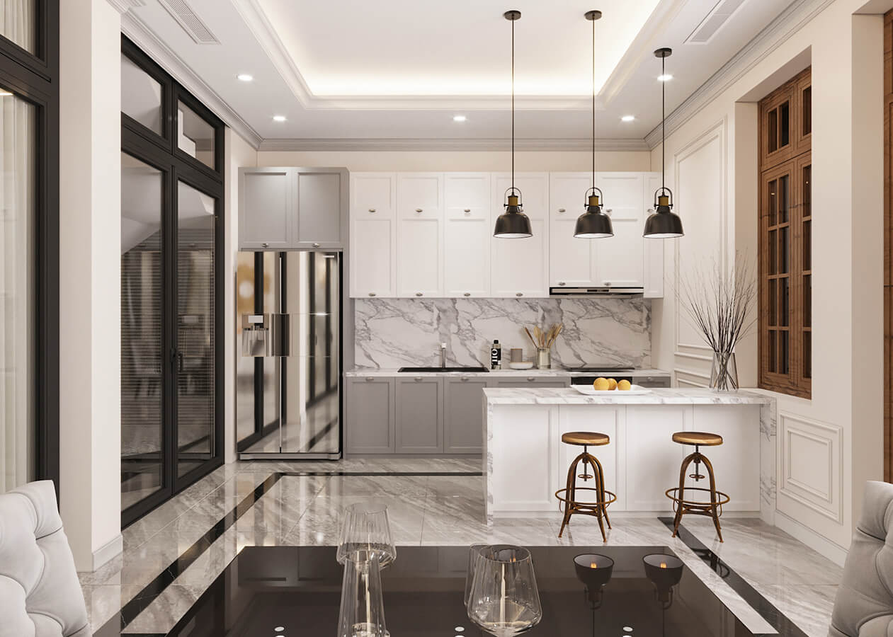 Thiết kế nhà ống 5 tầng tân cổ điển ấn tượng tại hà nam 9