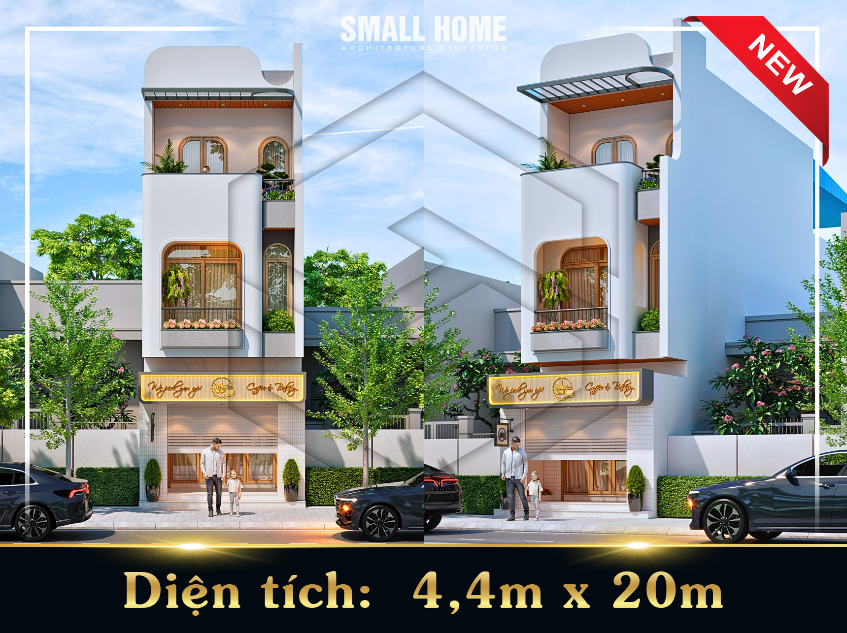 Thiết kế nhà phố 3 tầng 4,4x20m kết hợp kinh doanh tại Quảng Ninh | Smallhome