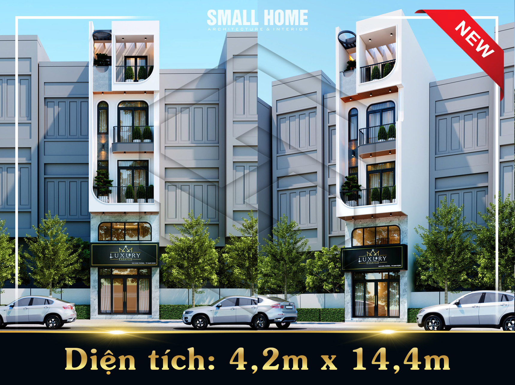 Thiết kế nhà phố 4 tầng hiện đại ở kết hợp kinh doanh diện tích 60m2