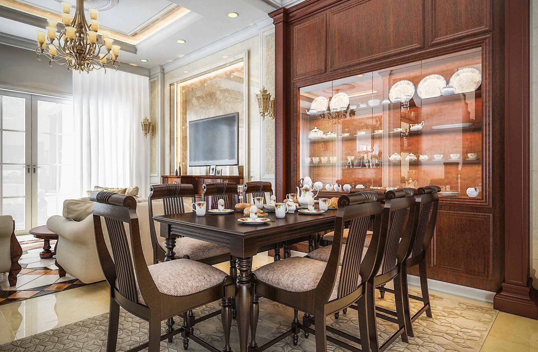 thiết kế nội thất biệt thự tân cổ điển 3 tầng tại Nam Định 2