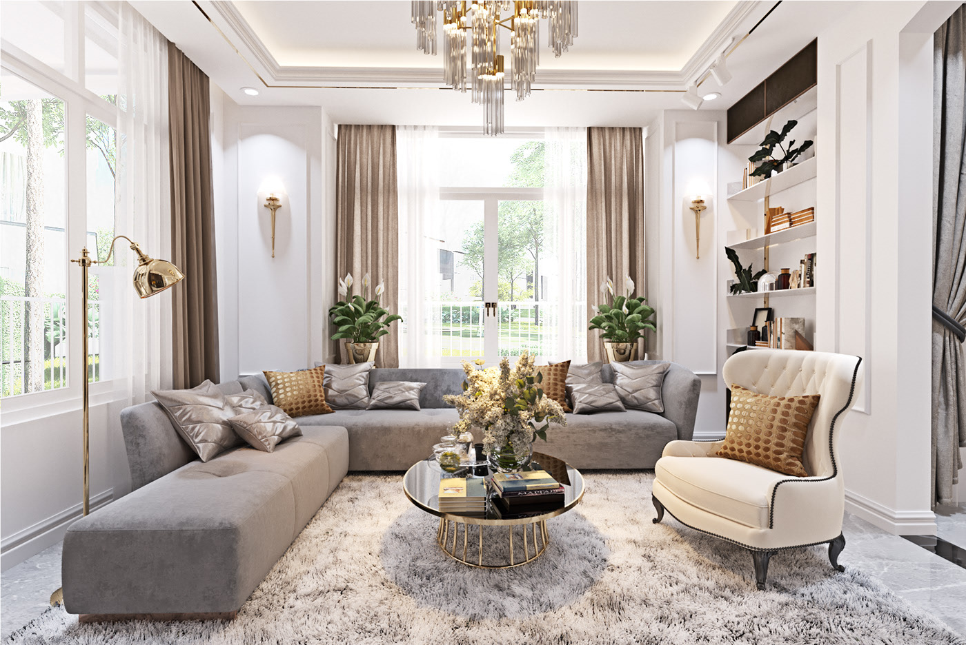 thiết kế nội thất biệt thự tân cổ điển tại hà nội 3