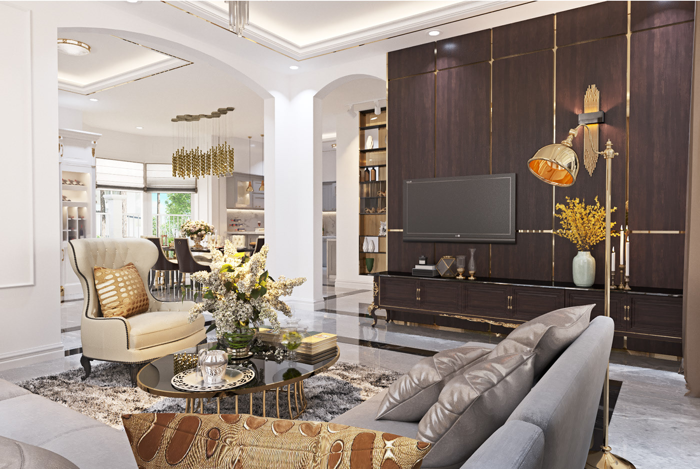 thiết kế nội thất biệt thự tân cổ điển tại hà nội 4