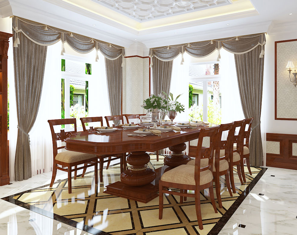 thiết kế nội thất biệt thự tân cổ điển tại hòa bình-1