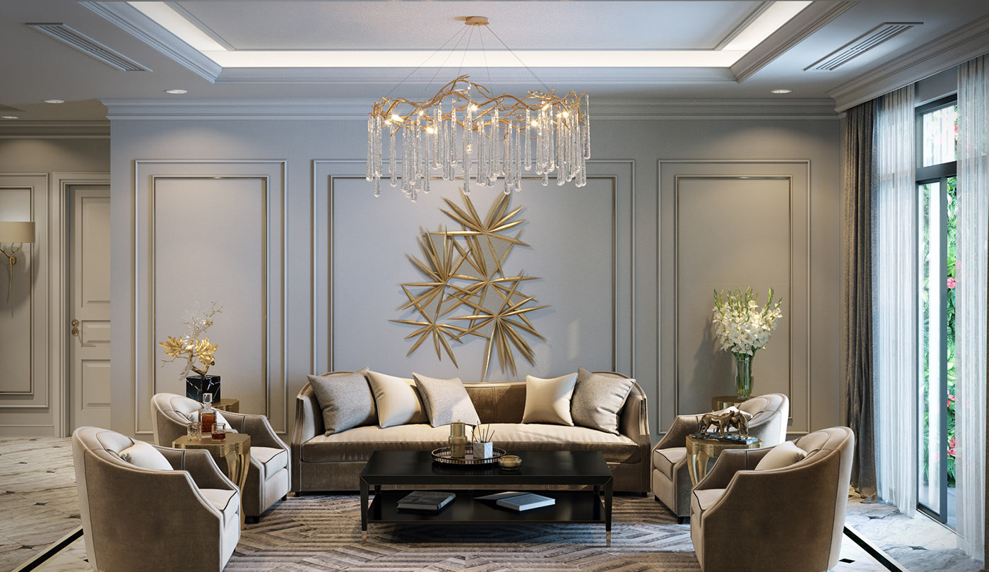 THIẾT KẾ NỘI THẤT BIỆT THỰ TÂN CỔ ĐIỂN TẠI NGHỆ AN 3