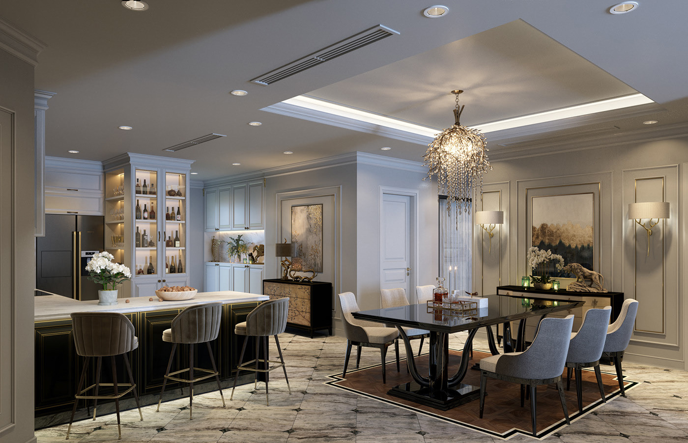 THIẾT KẾ NỘI THẤT BIỆT THỰ TÂN CỔ ĐIỂN TẠI NGHỆ AN 4